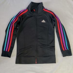 2015 Adidas Girls Size 6X Black W/ 3 Stripe Track Jacket Full Zip Athletic